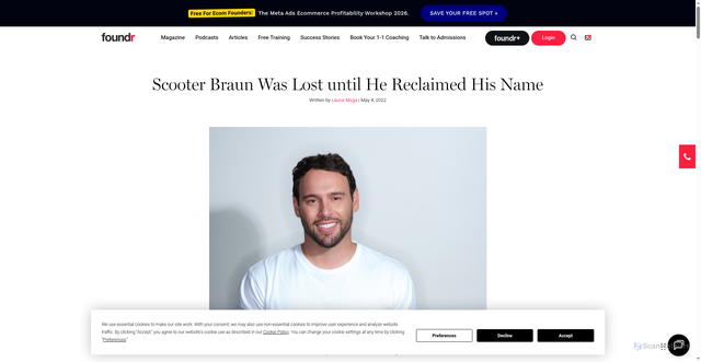 Security scan screenshot of https://foundr.com/articles/leadership/personal-growth/scooter-braun-exclusive