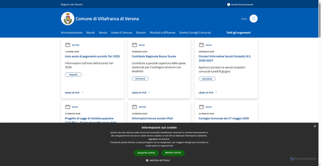 Security scan screenshot of https://www.comune.villafranca.vr.it
