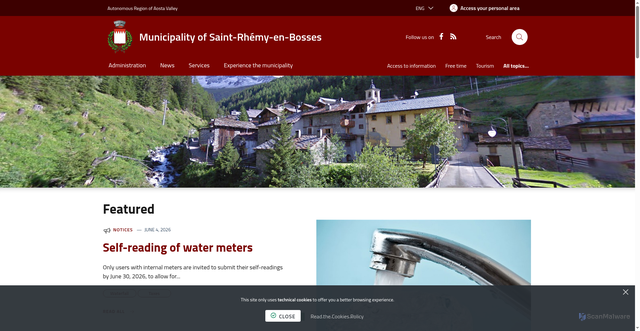 Security scan screenshot of https://www.comune.saintrhemyenbosses.ao.it