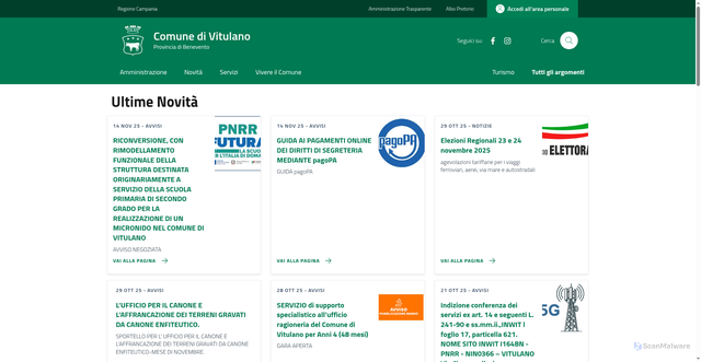 Security scan screenshot of https://comune.vitulano.bn.it/