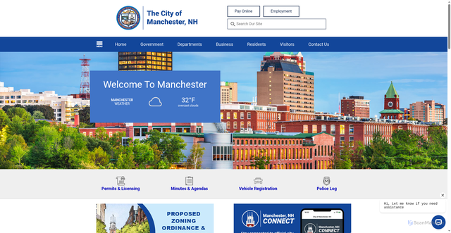 Security scan screenshot of https://www.manchesternh.gov/