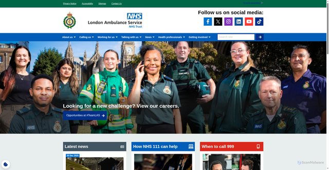 Security scan screenshot of https://www.londonambulance.nhs.uk/