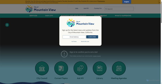 Security scan screenshot of https://www.mountainview.gov/