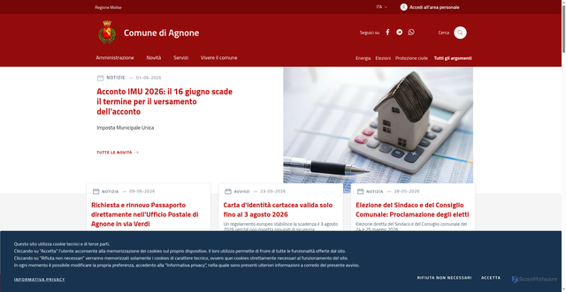 Security scan screenshot of https://www.comune.agnone.is.it