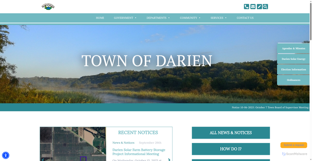 Security scan screenshot of https://darientownwi.gov/