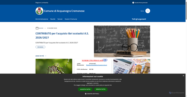 Security scan screenshot of https://www.comune.acquanegra.cr.it