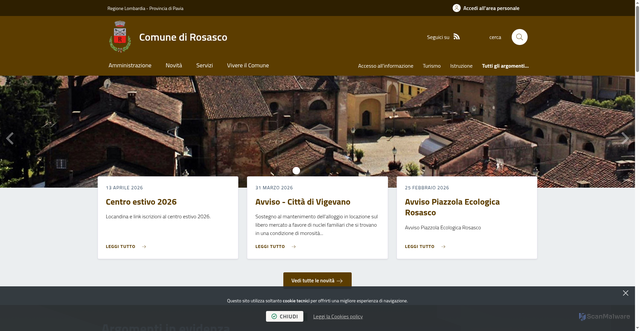 Security scan screenshot of https://www.comune-rosasco.it