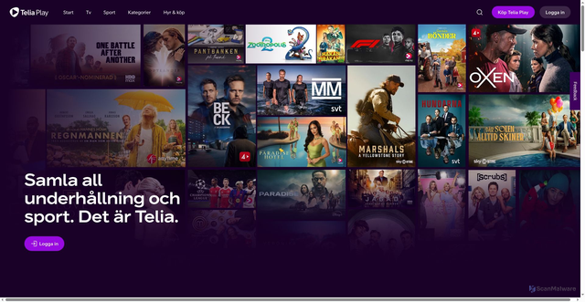 Security scan screenshot of https://www.teliaplay.se/