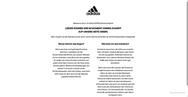 Security scan screenshot of https://adidas.com