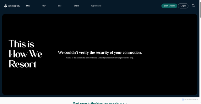 Security scan screenshot of https://foxwoods.com/home