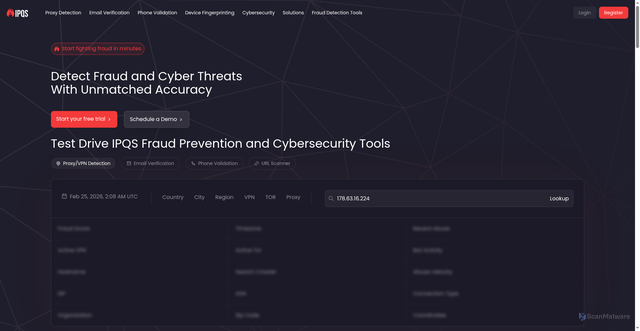 Security scan screenshot of https://ipqs.com