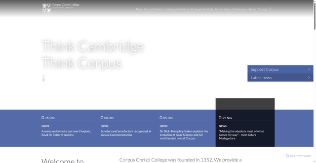 Security scan screenshot of https://www.corpus.cam.ac.uk/