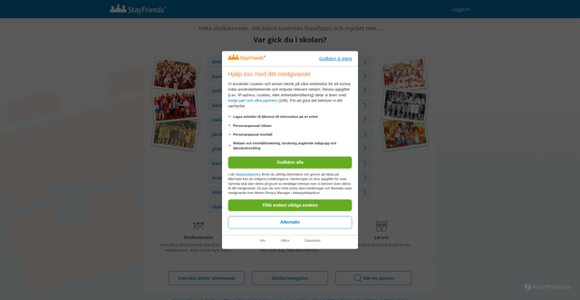 Security scan screenshot of https://stayfriends.se