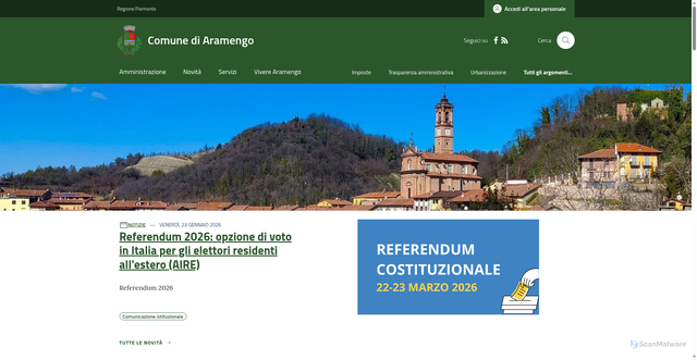 Security scan screenshot of https://www.comune.aramengo.at.it/
