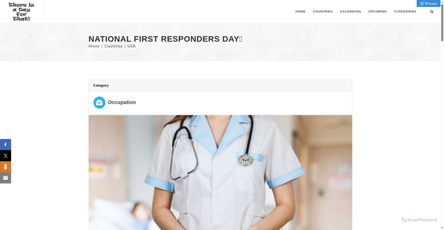 Security scan screenshot of https://www.thereisadayforthat.com/holidays/usa/national-first-responders-day