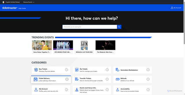 Security scan screenshot of https://help.ticketmaster.com.mx/hc/en-us