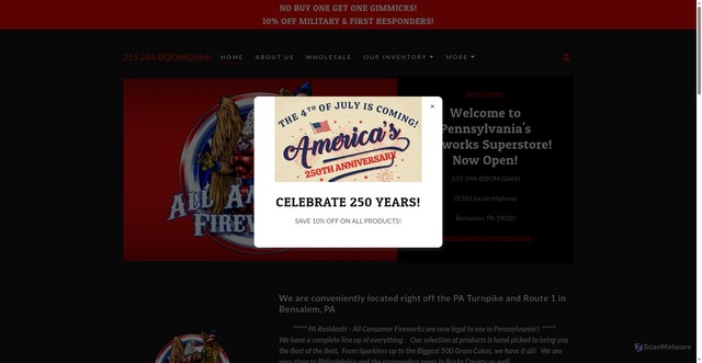 Security scan screenshot of https://allamericanfireworks.net/