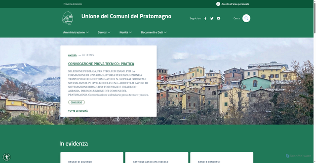 Security scan screenshot of https://www.unionepratomagno.it/