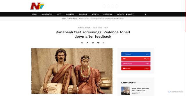 Security scan screenshot of https://www.ntvenglish.com/movie-news/ranabaali-test-screenings-violence-toned-down-after-feedback.html