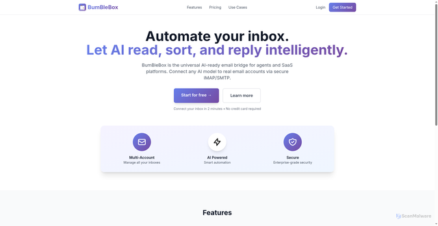 Security scan screenshot of https://bumblebox.ai/