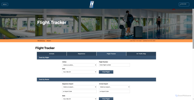 Security scan screenshot of https://www.broward.org/Airport/passengers/Flights/Pages/FlightTracker.aspx