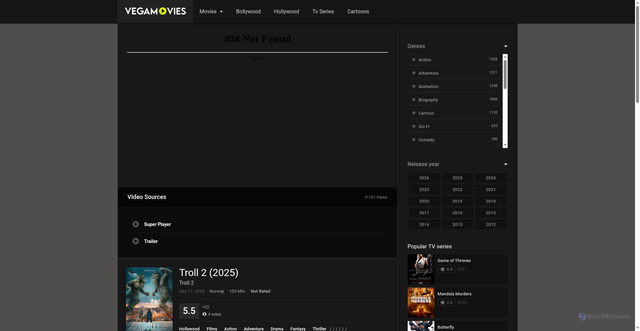 Security scan screenshot of https://vegaduo.com/46075-troll-2.html