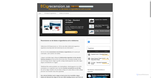 Security scan screenshot of https://ecigrecension.se