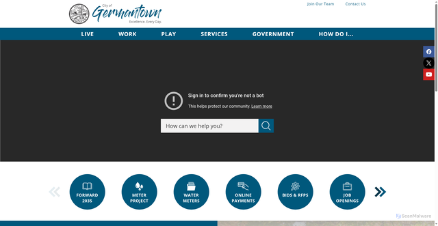 Security scan screenshot of https://www.germantown-tn.gov/