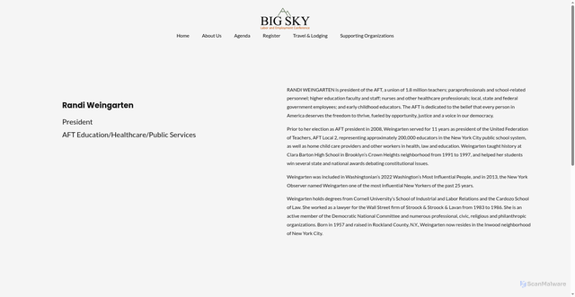 Security scan screenshot of https://bigskyconference.squarespace.com/randi-weingarten