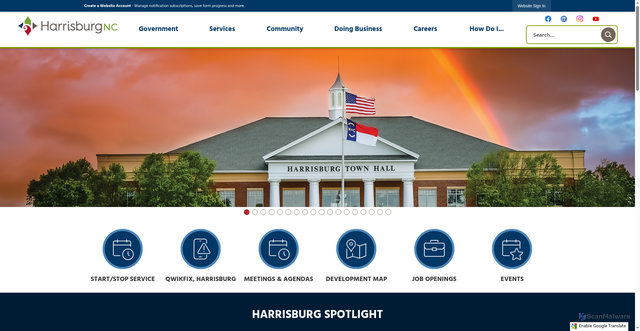 Security scan screenshot of https://www.harrisburgnc.gov/