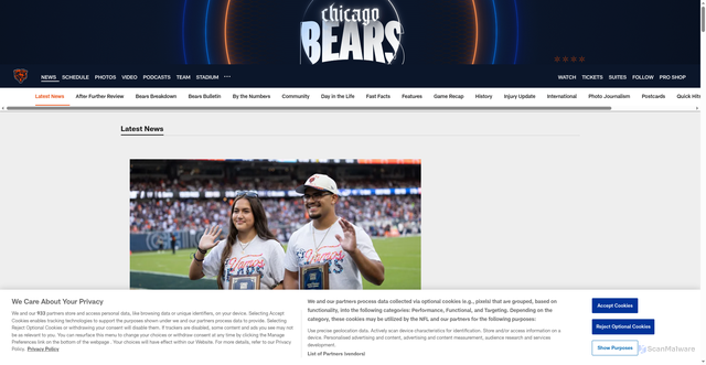 Security scan screenshot of https://www.chicagobears.com/news/