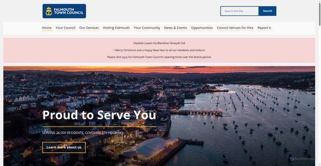 Security scan screenshot of https://www.falmouthtowncouncil.co.uk/