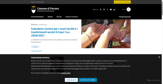 Security scan screenshot of https://www.comune.fe.it