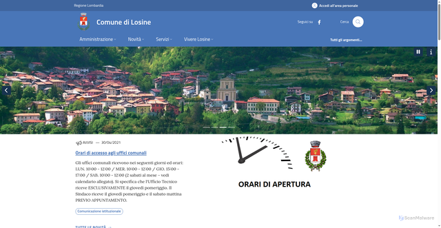 Security scan screenshot of https://www.comune.losine.bs.it/