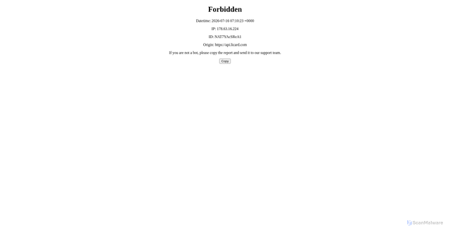 Security scan screenshot of https://api.licard.com