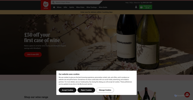 Security scan screenshot of https://www.virginwines.co.uk