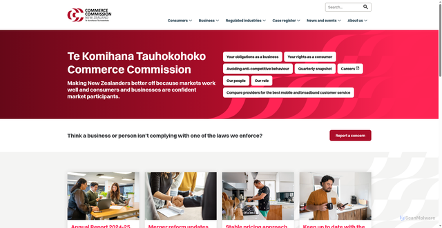 Security scan screenshot of https://www.comcom.govt.nz/