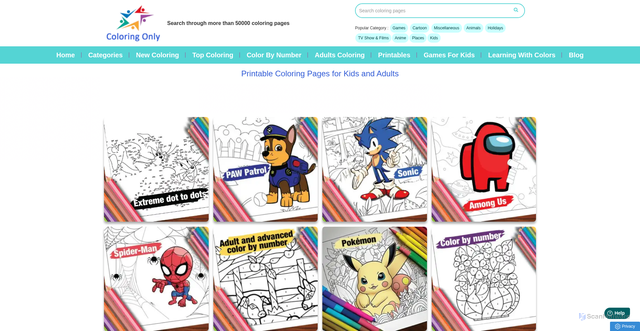 Security scan screenshot of https://coloringonly.com