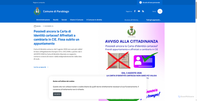 Security scan screenshot of https://www.comune.parabiago.mi.it/