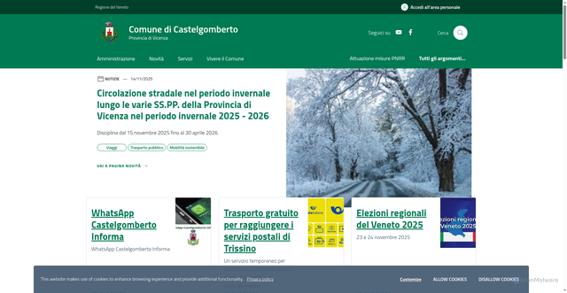 Security scan screenshot of https://www.comune.castelgomberto.vi.it/home