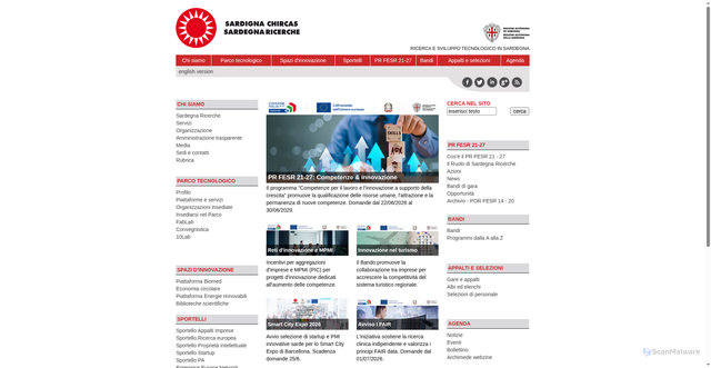 Security scan screenshot of https://www.sardegnaricerche.it