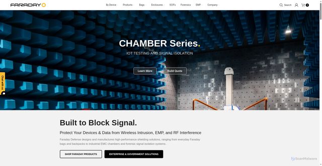 Security scan screenshot of https://faradaydefense.com
