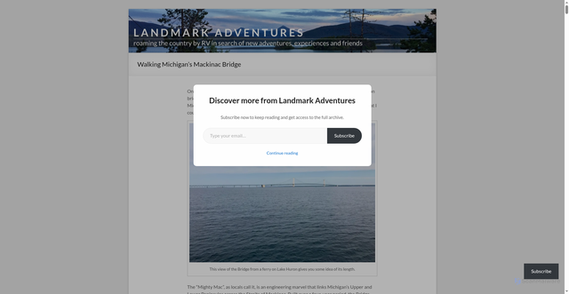 Security scan screenshot of https://landmarkadventures.net/walking-michigans-mackinac-bridge/