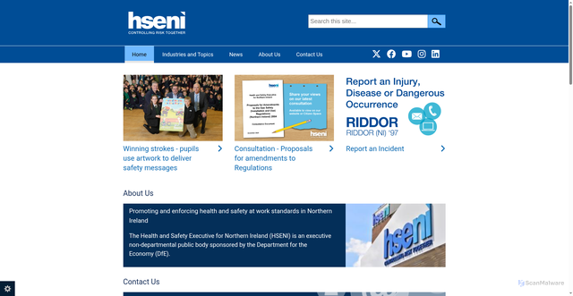 Security scan screenshot of https://www.hseni.gov.uk/