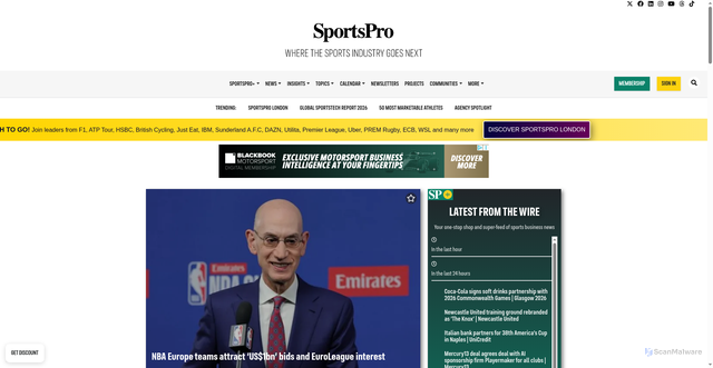 Security scan screenshot of https://www.sportspro.com