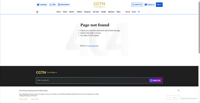 Security scan screenshot of https://api.cgtn.com
