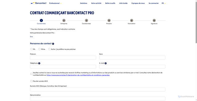 Security scan screenshot of https://eva.jeveuxbancontactpro.com/