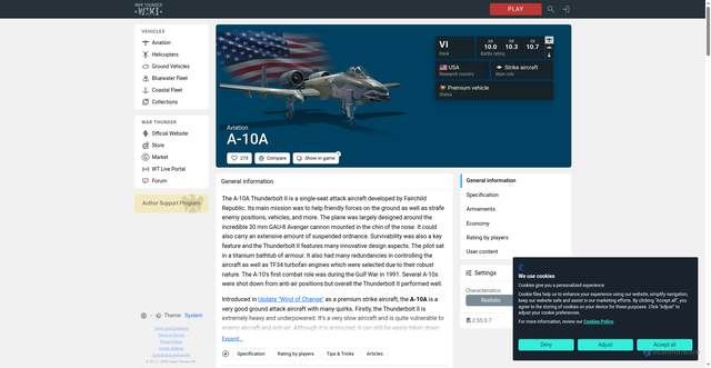 Security scan screenshot of https://wiki.warthunder.com/unit/a_10a_early