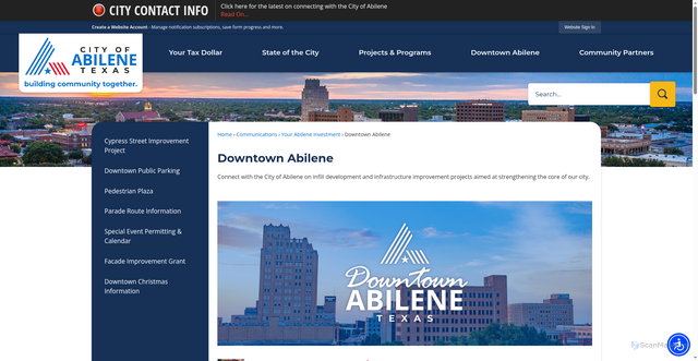 Security scan screenshot of https://abilenetx.gov/downtown
