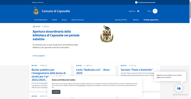 Security scan screenshot of https://www.comune.capovalle.bs.it/